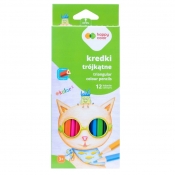 Kredki drewniane trójkątne 12 kolorów HAPPY COLOR