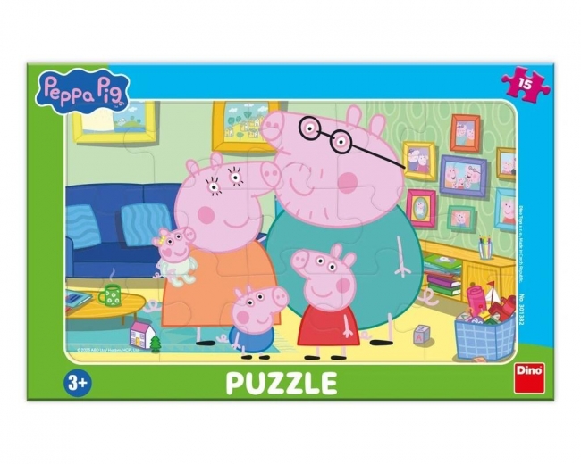 Puzzle ramkowe Świnka Peppa Rodzina 15el