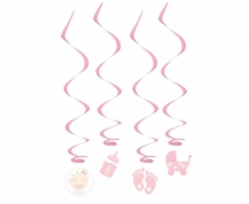 Dekoracja Godan Papierowo-foliowa dekoracja wisząca Baby Girl, 60 cm, 4 szt. (QT-DWBG)