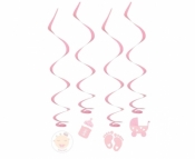Dekoracja Godan Papierowo-foliowa dekoracja wisząca Baby Girl, 60 cm, 4 szt. (QT-DWBG)