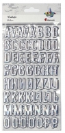 Naklejki wypukłe alfabat i cyfry srebrne 123szt