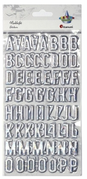 Naklejki wypukłe alfabat i cyfry srebrne 123szt
