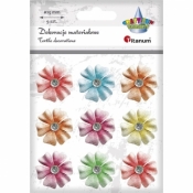 Ozdoba materiałowa Kwiatki z kryształkiem mix 9szt