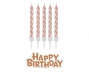 Świeczka urodzinowa Godan Happy Birthday metaliczne różowo-złote 16 sztuk (SF-SUHB)