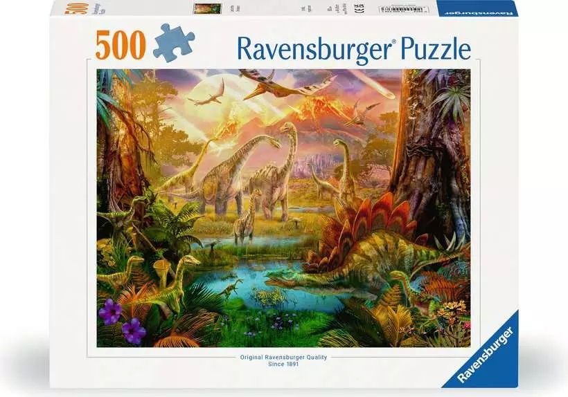 <img src='https://webimage.pl/pics/383/2/d4005555002383-4.png' style='height:440px' /> Ravensburger, Puzzle 500: Świat dinozaurów (12000238)