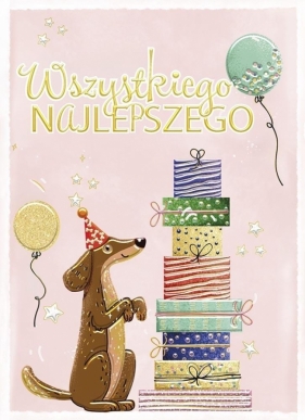 Karnet B6 Urodziny - Jamnik z prezentami