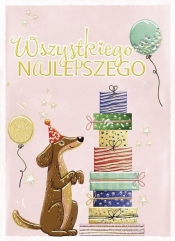 Karnet B6 Urodziny - Jamnik z prezentami