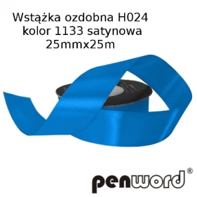 Wstążka satynowa niebieska H024 kol.1133 25mmx25m