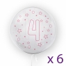 Tuban, Balon 45cm cyfra 4 - Gwiazdki, różowy  (6 sztuk) (TU 3738)