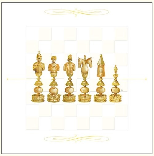 Karnet szachy złote 16x16 + koperta
