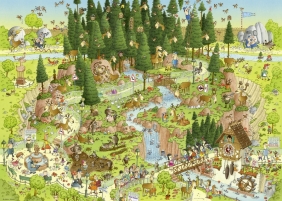 Heye, Puzzle 1000: Funky Zoo - część II - Leśne ZOO (29638) - Marino Degano