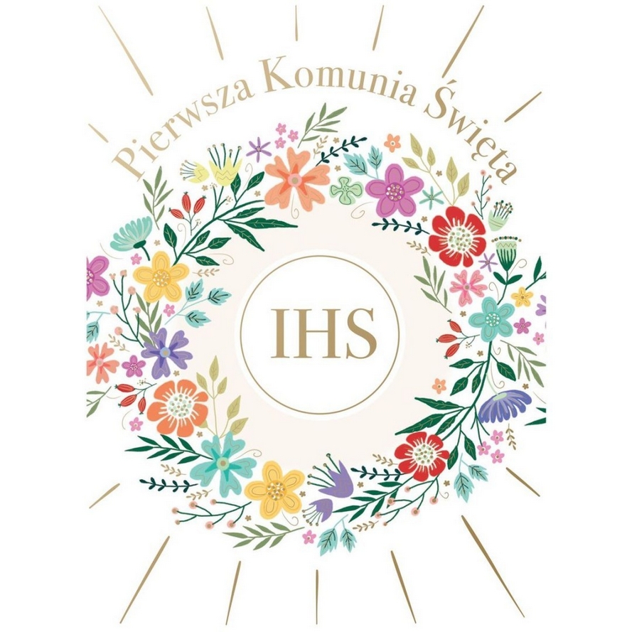 Karnet B6. Komunia z kieszonką - kwiaty