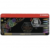 Flamastry Pen 68 Metallic etui metal - 8 kolorów