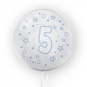 Tuban, Balon 45cm cyfra 5 - Gwiazdki, niebieski (TB 3638)