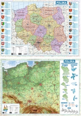 Mapa Polski A2 dwustronna fizyczno-administracyjna - Opracowanie zbiorowe