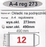 OKLADKI NA PODRECZNIK A4 REGULOWANE NR.12 - 273mm OPAKOWANIE 25 SZT 12