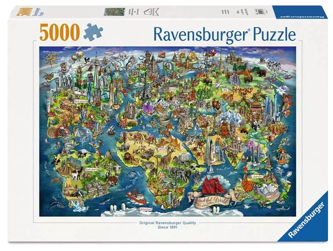 Ravensburger, Puzzle Ilustrowana mapa świata - 5000 el.