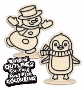 Zestaw do kolorowania plasteliną na drewnie - Święta