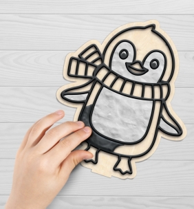 Zestaw do kolorowania plasteliną na drewnie - Święta