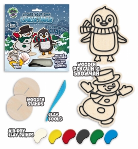 Zestaw do kolorowania plasteliną na drewnie - Święta