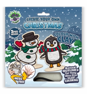 Zestaw do kolorowania plasteliną na drewnie - Święta