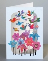 Karnet PM207 wycinany + koperta Ptaszki i kwiaty