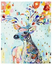 Malowanie po numerach: Kolorowy jeleń (40 x 50 cm)