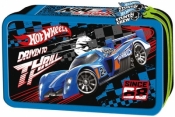 Piórnik podwójny z wyposażeniem Hot Wheels niebieski