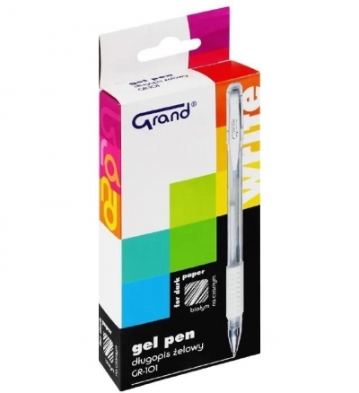Długopis żelowy GR-101 0.5mm biały 12szt GRAND