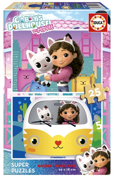 <img src='https://webimage.pl/pics/390/5/d8412668205390.jpg' style='height:440px' /> Puzzle Koci Domek Gabi drewniane 2 x 25 el 114269