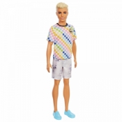 Lalka Barbie Fashionistas Ken T-shirt kolorowa kratka (DWK44/GRB90)