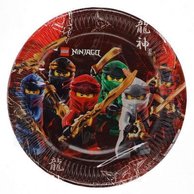 Talerz jednorazowy Godan Lego Ninjago śr. 230mm 8 szt (92239)