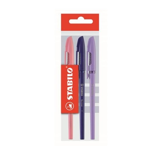 Długopis stabilo Re-Liner niebieski różowy fioletowy 3 sztuki