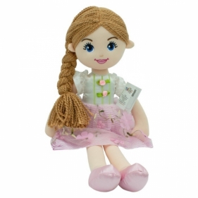 Lalka Emilka różowa sukienka, brazowe włosy (5080a)