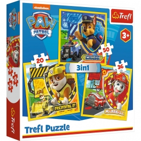 Trefl, Puzzle 3w1: Psi Patrol - Chase, Marshal, Rubble (34839)