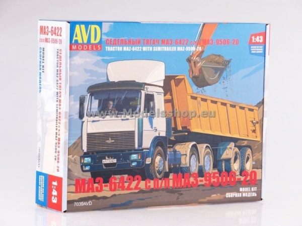 MAZ-6422 Tractor Truck with MAZ-9506-20 Dumper Semitrailer model kit (7039AVD)