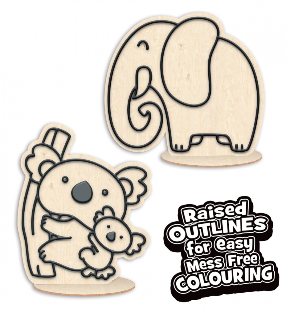 Zestaw do kolorowania plasteliną na drewnie - zwierzęta
