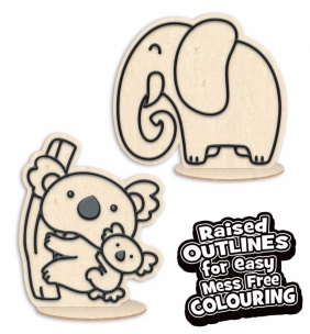 Zestaw do kolorowania plasteliną na drewnie - zwierzęta