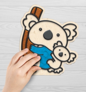 Zestaw do kolorowania plasteliną na drewnie - zwierzęta