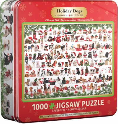 <img src='https://webimage.pl/pics/394/9/d628136309394.jpg' style='height:440px' /> Puzzle 1000 Tin Holiday Dogs 8051-0939