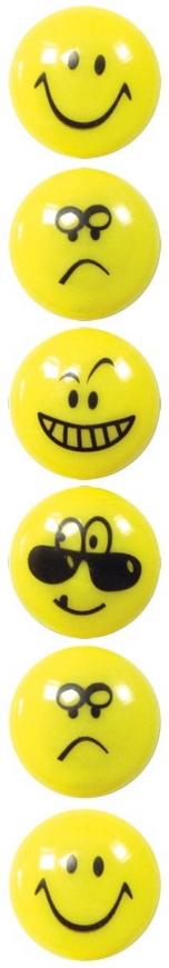 Magnes Smiley okrągły żółty śr. 29mm Fun&Joy, 6 sztuk