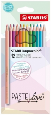 Kredki drewniane aquacolor Pastellove 12 kolorów