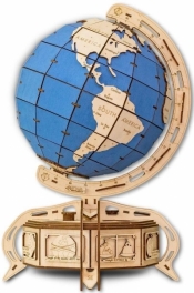 Puzzle Drewniane 3D Niebieski Globus