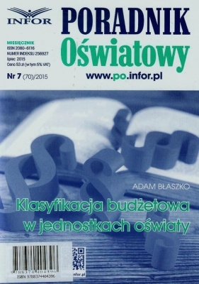 Poradnik Oświatowy 7/2015 Klasyfikacja budżetowa w jednostkach oświaty - Błaszko Adam