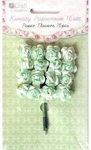 Kwiaty papierowe 2 cm 16 szt róże (MINT)