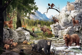 Puzzle 40: Schleich Zwierzęta lasu + 2 figurki