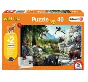 Puzzle 40: Schleich Zwierzęta lasu + 2 figurki