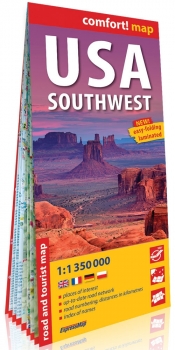 USA południowo-zachodnie (USA Southwest); laminowana mapa turystyczna 1:1 350 000