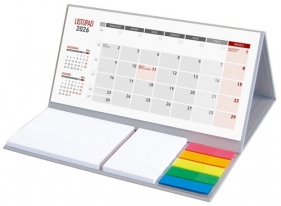 Kalendarz 2026 z notesem miesięczny SZARY