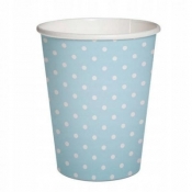 Kubki papierowe eko Błękitne w kropki 250ml 10szt